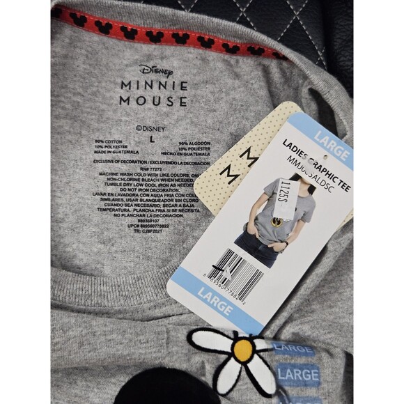 Disney Minnie Mouse Velvet Raglan Short Sleeve Grey T-Shirt Women's Size Large - Picture 4 of 7